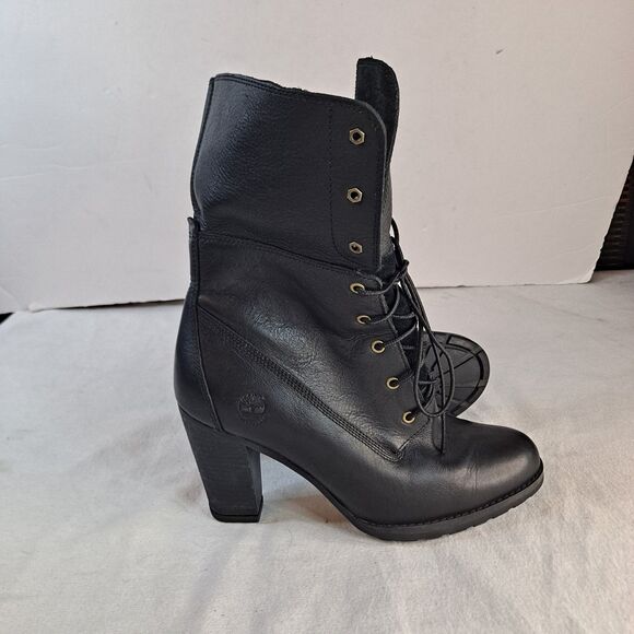 Timberline Stratham Heights Boots Fold Down Heeled 8622A Women 8 Black Leather - Picture 8 of 14